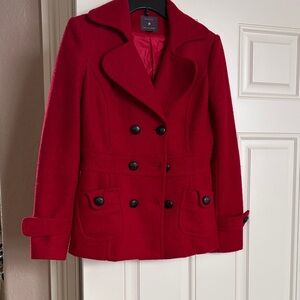Forever 21 Vibrant Red Pea Coat
